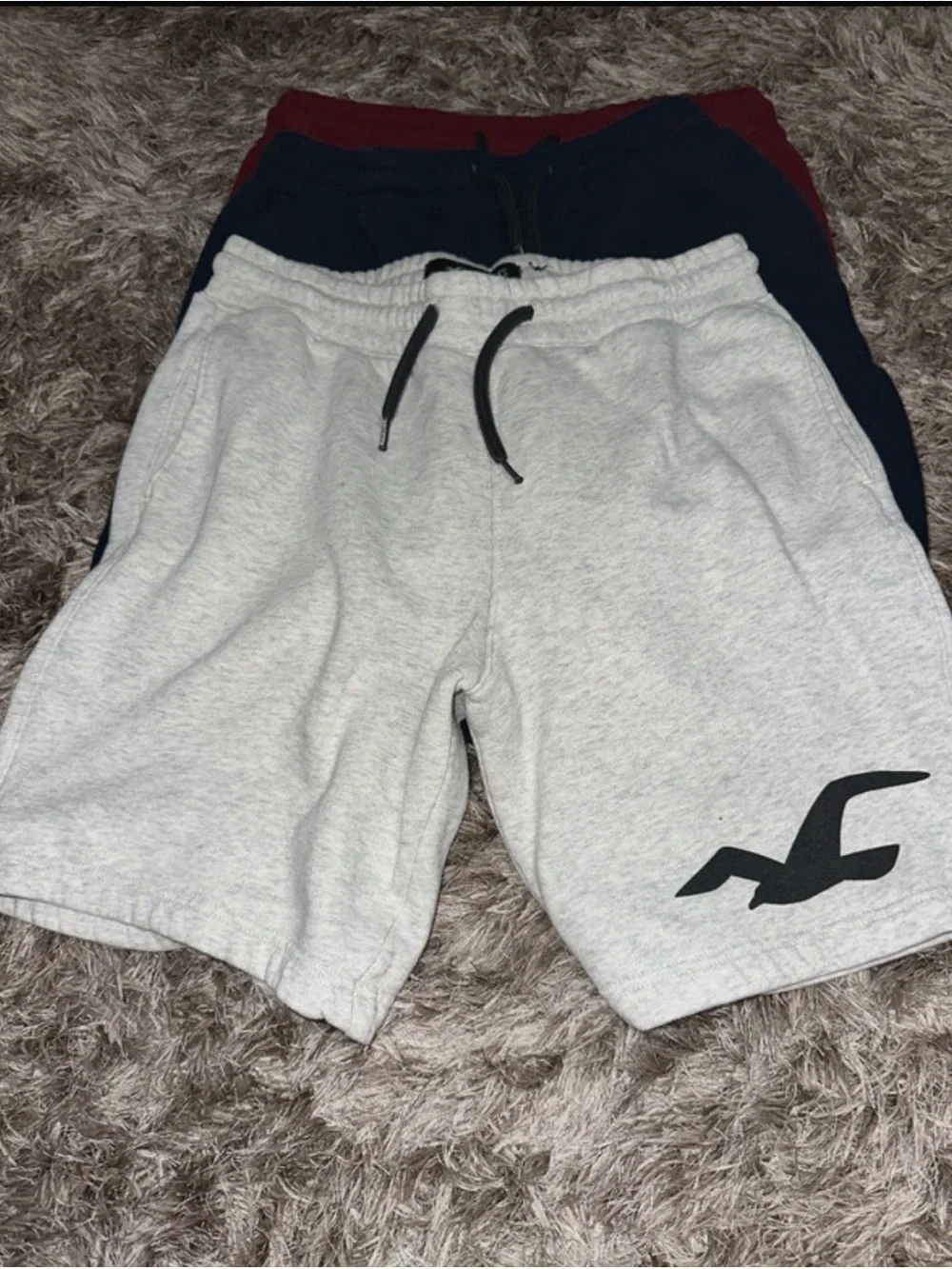 Hollister Sweat Short Bundle Men’s XS, Women’s Medium Burgundy, Navy Gray - Picture 2 of 7